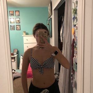 Blue and White striped Bikini